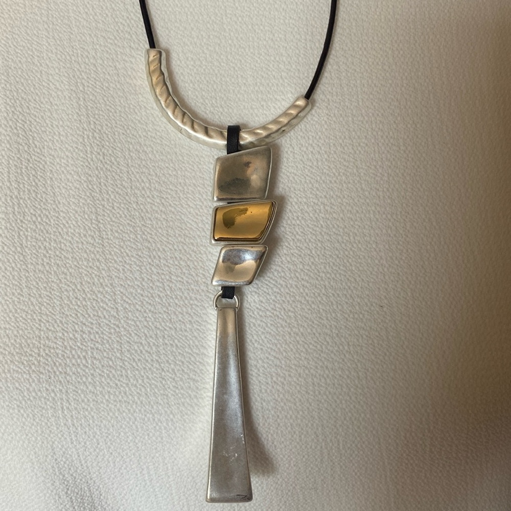86 York Maddie Pendant Necklace, silver and gold tone pendant,